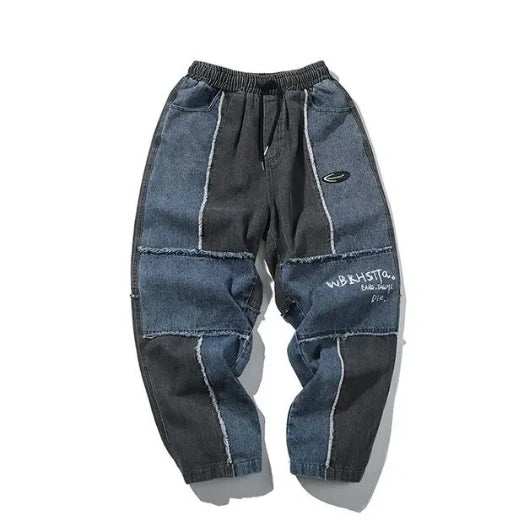 Hip Hop Patchwork Jeans Men Grunge Denim Trousers Male Loose Casual Pants Ankle Japanese Streetwear Spliced Vintage 5XL