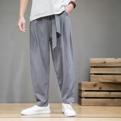 Spring Cotton Linen Pants Men Elastic Waist Casual Harem Pant Loose Sweatpants Traditional Chinese Trousers pantalons homme