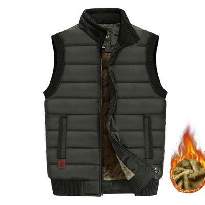 Mens Jacket Sleeveless Vest Winter Male Fleece Warm Vest Coats Men Stand Collar Army Thicken Waistcoats Clothing 6XL