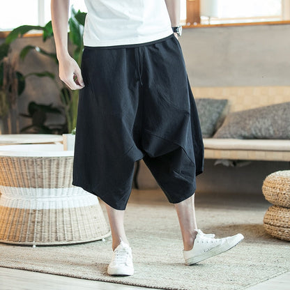 Men Harajuku Harem Pants  Mens Summer Cotton Linen Joggers Pants Male Vintage Chinese Style Sweatpants Fashions