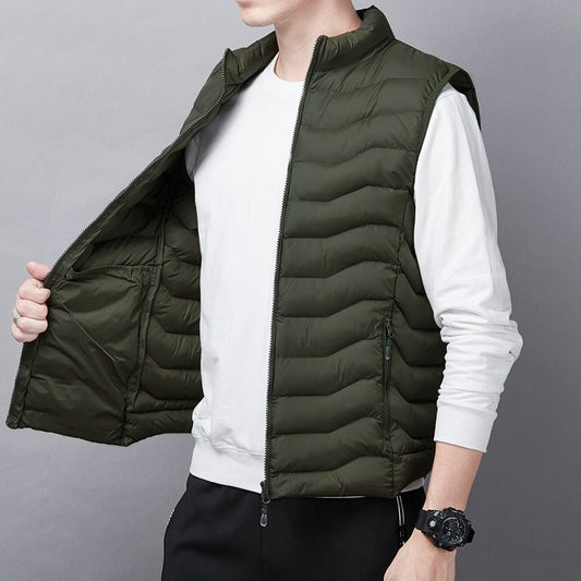 NEW Down Cotton Vest Boys' Light And Thin With Campshoulder Autumn And Winter Men'S Coat Korean Fashion Handsome Youth