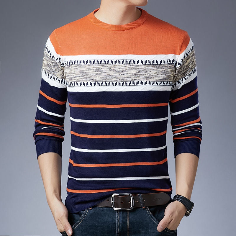 New Men Sweater Autumn Winter Cotton Knitted Pullover For Classic Brand Clothing Male Slim Bottoms Casual Fashion Men Sweaters