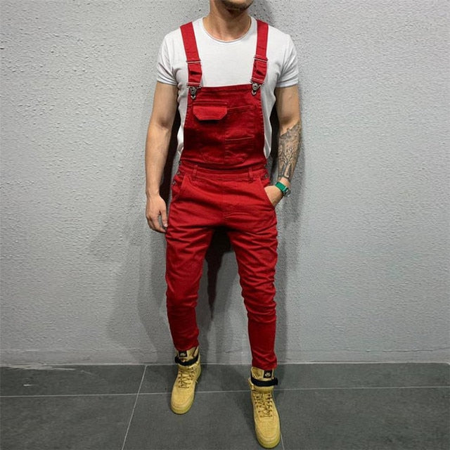 Men's Denim Dungaree Bib Overalls Jumpsuits Moto Biker Jeans Pants Trousers Plus Size Mens Casual Overalls