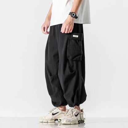 Y2k Baggy Cargo Pants 100% Cotton Joggers Streetwear Ankle-Length Casual Harem Long Trousers Men Wide Leg Oversize