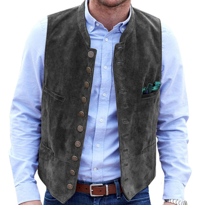 Men's deerskin velvet 10-button suit vest best man wedding clothing jacket Victorian style steampunk casual business vest