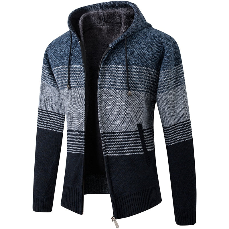 Autumn Winter Jacket Men Warm Cashmere Casual Wool Zipper Slim Fit Fleece Jacket Men Coat Dress Knitwear Male Coats