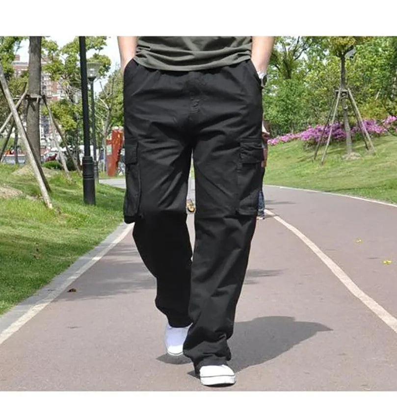 Men Plus Large Size Cargo Pants Cotton Straight Oversize Tracksuit Wide Leg Tactical Baggy Trousers Spring Summer 5XL 6XL