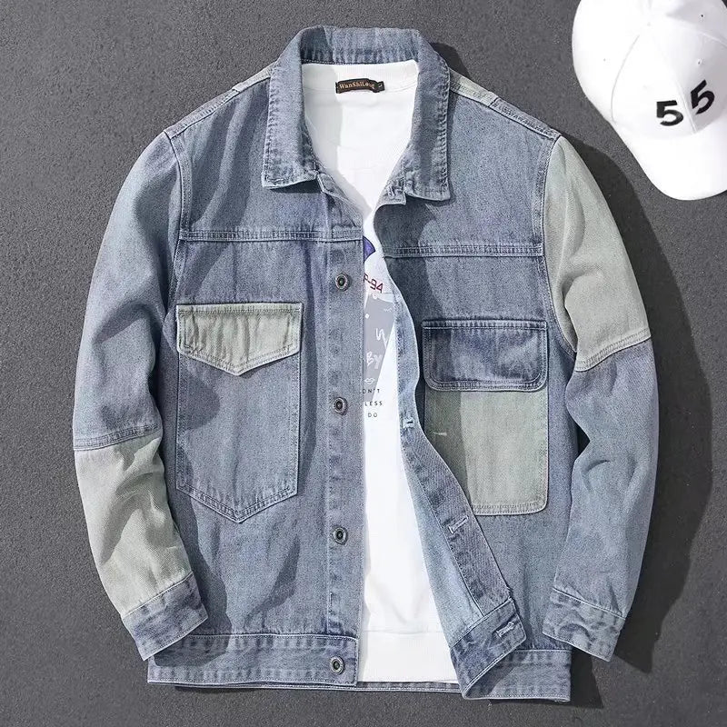 saferido Men's Casual Oversize Denim Jacket Korean Streetwear Men Jeans Jacket Coats Casual Windbreaker Overalls Coat Outwear S-4XL