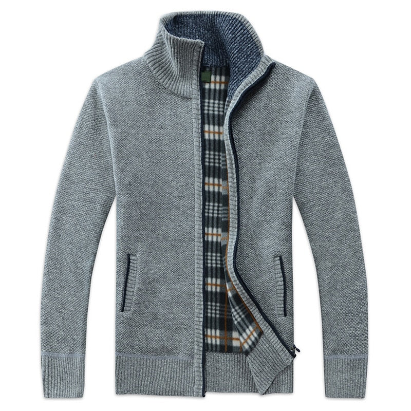 Autumn Winter Jacket Men Warm Cashmere Casual Wool Zipper Slim Fit Fleece Jacket Men Coat Dress Knitwear Male Coats