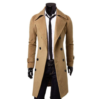 Fashion Brand Autumn Jacket Long Trench Coat Men High Quality Slim Fit Solid Color Men Coat Double-Breasted Jacket M-4Xl