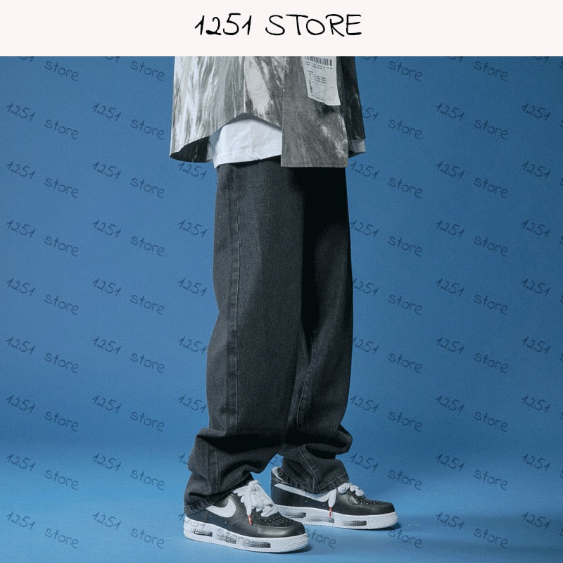 Straight Jeans Men Wide Jeans White Loose Denim Trousers Neutral Jean Streetwear Casual Pure Man Women Pants Hip Hop Bagy Summer