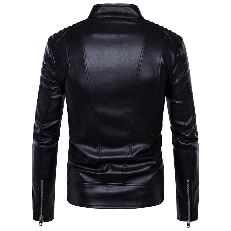 Mens Bomber Jackets Fashion Men Faux Leather Coat Zipper Overcoat Motor Jacket Motorcycle Bikers Punk  Man Brand Top Colthing