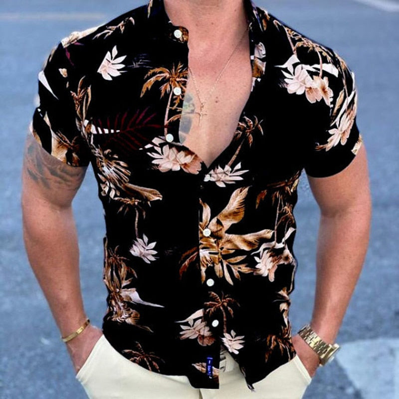 Summer New Mens Vintage Striped Shirt Fashion Casual Luxury Shirt Short Sleeve Hawaii Shirts For Men