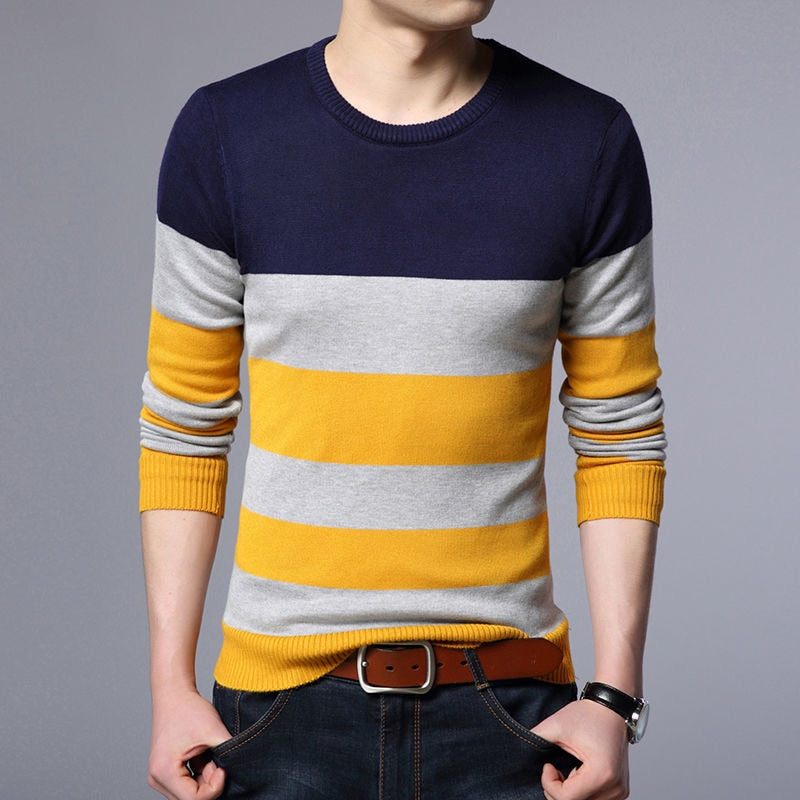 New Men Sweater Autumn Winter Cotton Knitted Pullover For Classic Brand Clothing Male Slim Bottoms Casual Fashion Men Sweaters