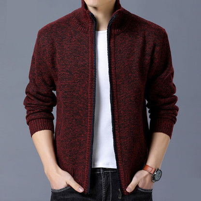 Men's New Fleece Cardigan Sweater Fall/Winter Thermal Jacket Zip Up Knitted Trendy Casual Plus Size M-4XL