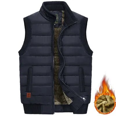 Mens Jacket Sleeveless Vest Winter Male Fleece Warm Vest Coats Men Stand Collar Army Thicken Waistcoats Clothing 6XL