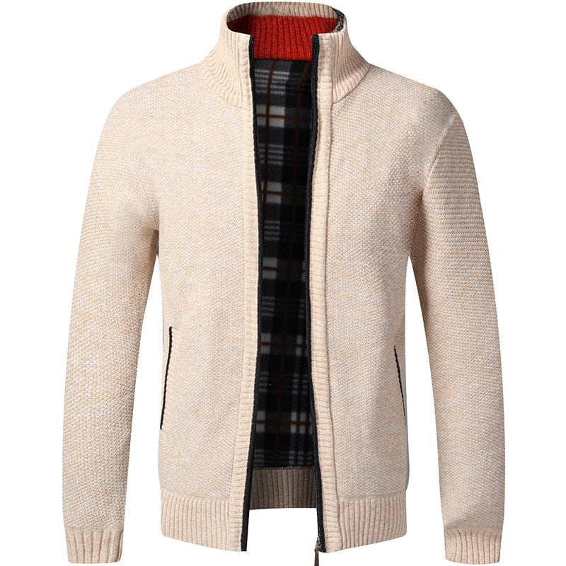 Men's New Fleece Cardigan Sweater Fall/Winter Thermal Jacket Zip Up Knitted Trendy Casual Plus Size M-4XL