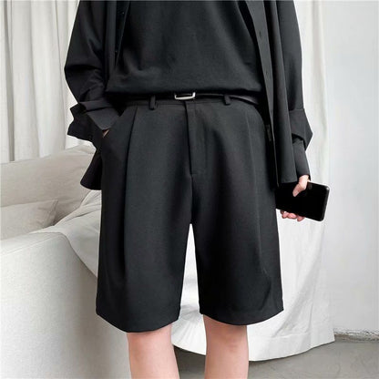 Summer Casual Shorts Men Fashion Solid Color Business Dress Shorts Men Streetwear Wild Loose British Style Suit Shorts Men