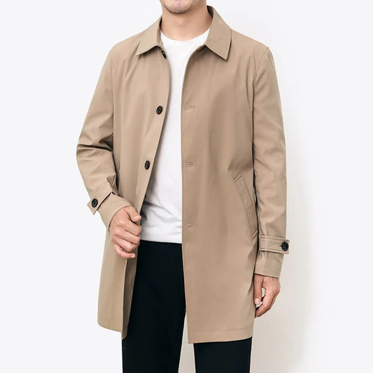 Spring Autumn Men Long Coat Windbreaker Casual Loose Design Solid Color Trench Men Fashion Korean Style Mens Jackets Outerwear