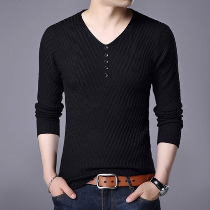 New Men Sweater Autumn Winter Cotton Knitted Pullover For Classic Brand Clothing Male Slim Bottoms Casual Fashion Men Sweaters