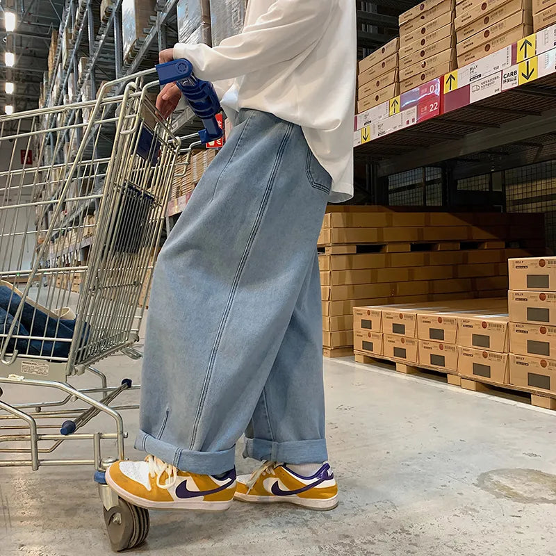 Men Wide Leg Jeans Loose Straight Baggy Denim Pant Men's Women's Streetwear Skateboard Pants Oversized Hip Hop Casual Trousers