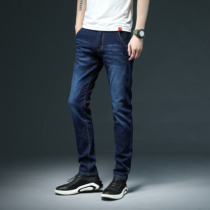 Men's Skinny White Jeans Fashion Casual Elastic Cotton Slim Denim Pants Male Brand Clothing Black Gray Khaki