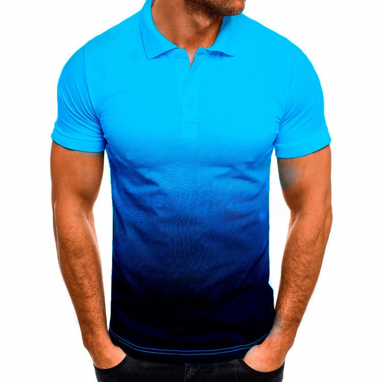 MRMT  Brand New Men's Casual T-Shirt 3D Digital Print Gradient Color Lapel Men Polo Tees Shirt Short-Sleeved Man Polo Shirts