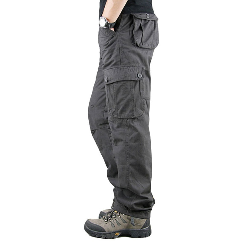 Spring Autumn Mens Cargo Pants Multi Pocket Khaki Trousers Casual Military Cotton Pants Men Plus Size Pantalon Cargo Homme