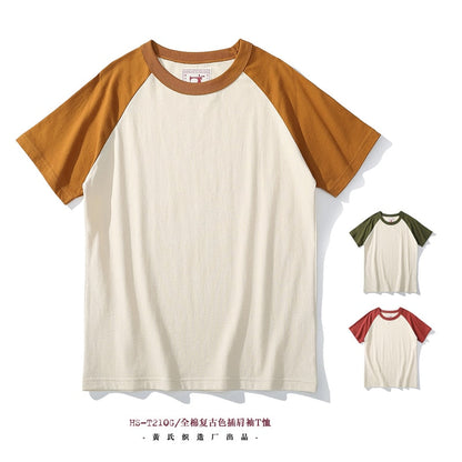 Akkad Kuti  Japanese Retro Style Male Crew Neck Raglan Sleeves TShirts Student Casual Good Collocation Tee 100% Cotton