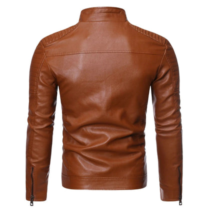 Men's Jacket Fashion Mens Vintage Leather Jackets Casual Men Faux Leather Motorcycle Jackets Biker Zipper Pockets Coats