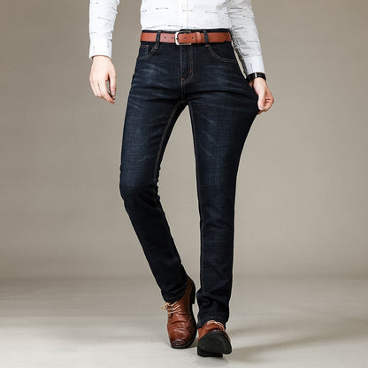 Men's Brand Stretch Jeans  Business Casual Slim Fit Denim Pants Black Blue Trousers Jeans Male