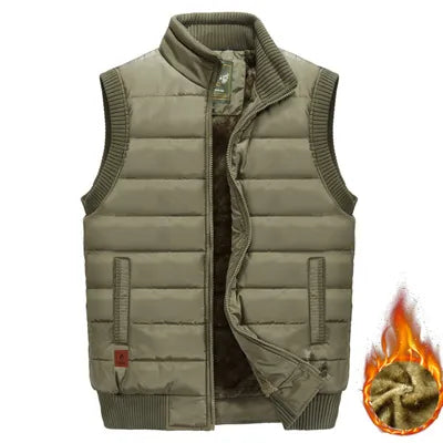 Mens Jacket Sleeveless Vest Winter Male Fleece Warm Vest Coats Men Stand Collar Army Thicken Waistcoats Clothing 6XL