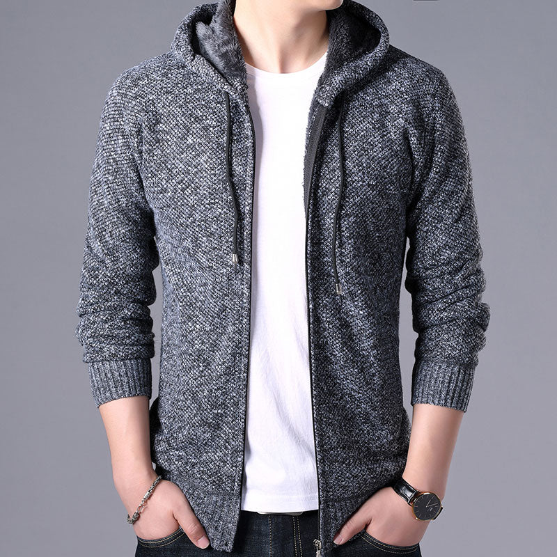 Autumn Winter Jacket Men Warm Cashmere Casual Wool Zipper Slim Fit Fleece Jacket Men Coat Dress Knitwear Male Coats