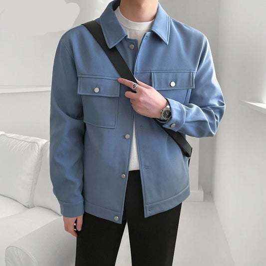 BLUE BUTTON COLLAR JACKET