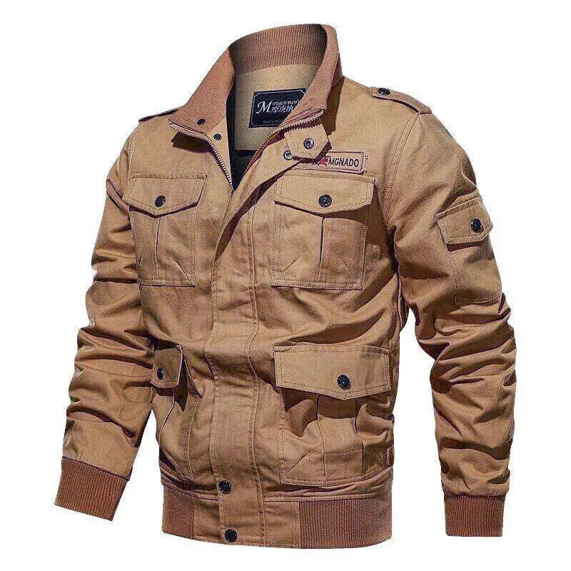 Spring and autumn military jacket male cotton water wash collar pilot cotton jacket large size plus velvet winter youth