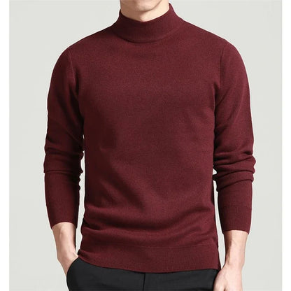 Spring Autumn Men Sweater Solid Color Pullovers Mock Neck Thin Fashion Knitted Pullovers