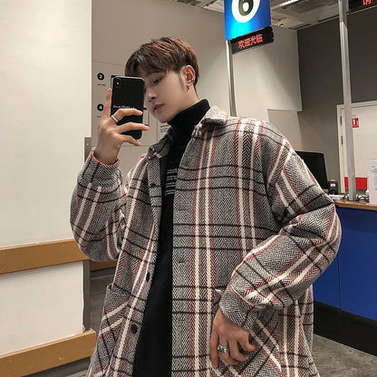 saferido Plaid large jacket men's coat spring autumn new fashion Plaid loose top trend large winter military jackets fall Genuine