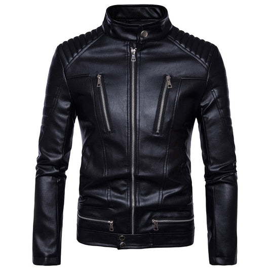 Mens Bomber Jackets Fashion Men Faux Leather Coat Zipper Overcoat Motor Jacket Motorcycle Bikers Punk  Man Brand Top Colthing