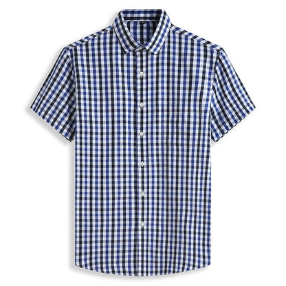 5XL 6XL 7XL 8XL 10XL Men's Plus Size Shirts Fashion Casual Classic Style 100% Cotton Comfortable Plaid Short Sleeve Shirt Male