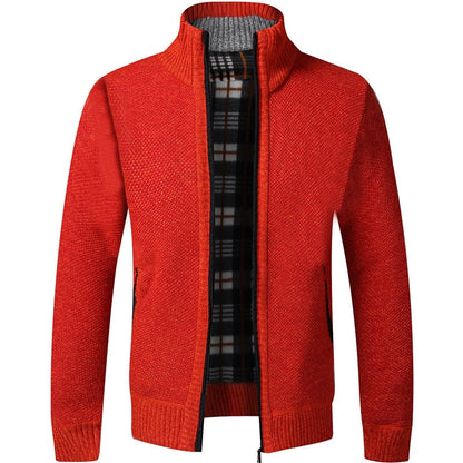 Men's New Fleece Cardigan Sweater Fall/Winter Thermal Jacket Zip Up Knitted Trendy Casual Plus Size M-4XL