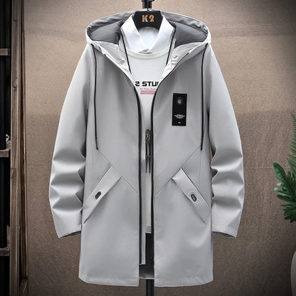 Mens Casual Long Jackets And Coats Hooded Streetwear Hip Hop Windbreaker Outwear