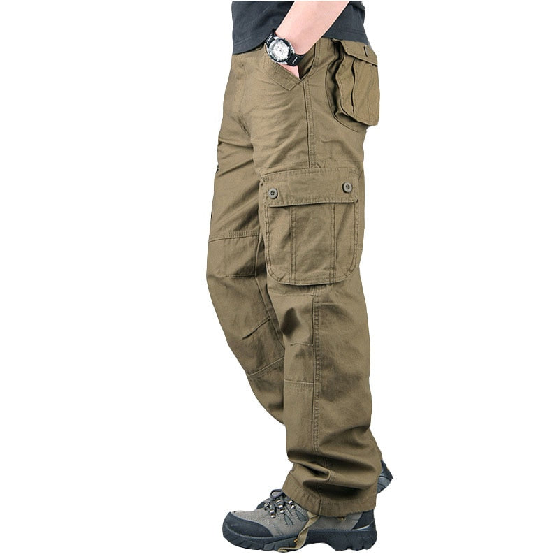 Spring Autumn Mens Cargo Pants Multi Pocket Khaki Trousers Casual Military Cotton Pants Men Plus Size Pantalon Cargo Homme