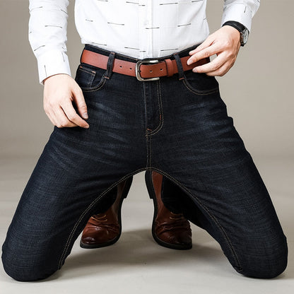 Men's Brand Stretch Jeans  Business Casual Slim Fit Denim Pants Black Blue Trousers Jeans Male