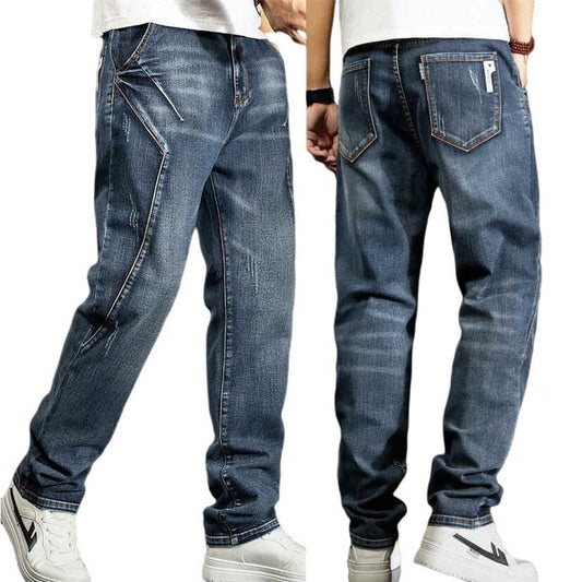 Men Jeans Loose Baggy Denim Pants Men Cargo Trousers Patchwork Casual Pants Size 28-44