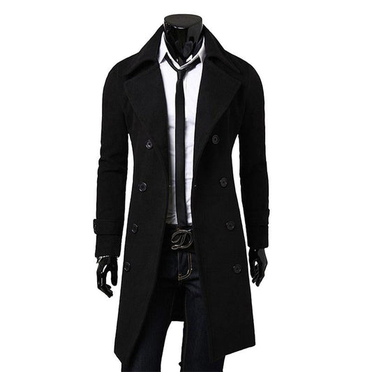 Fashion Brand Autumn Jacket Long Trench Coat Men High Quality Slim Fit Solid Color Men Coat Double-Breasted Jacket M-4Xl