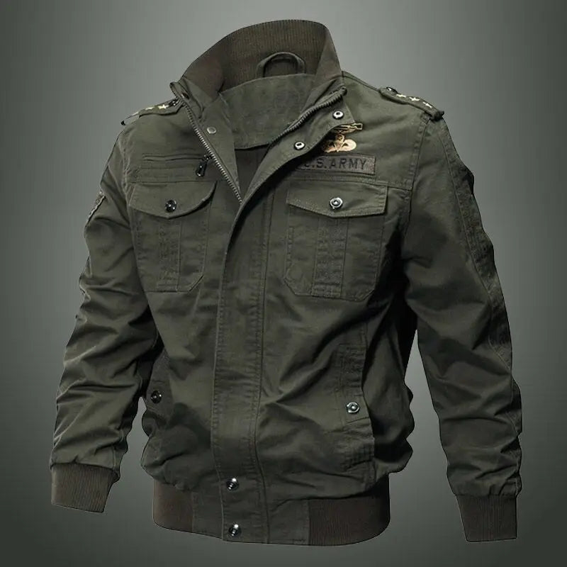 Spring and autumn military jacket male cotton water wash collar pilot cotton jacket large size plus velvet winter youth