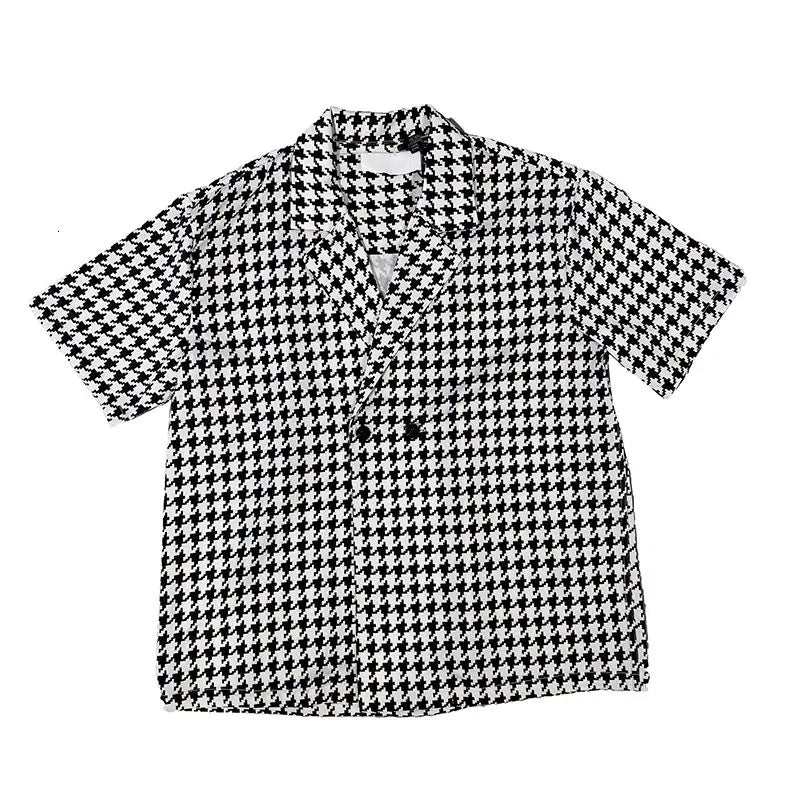 Summer Short-sleeved Shirts Men Fashion Retro Plaid Shirts Men Streetwear Korean Loose Casual Shirts Mens Dress Shirts M-2XL