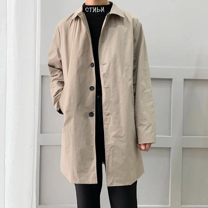 Men's M-5XL Plus Size Trench Coat Loose Fit Long Lapel Single Breasted Windbreaker Jacket Button Overcoat Men Clothing XXXXXL