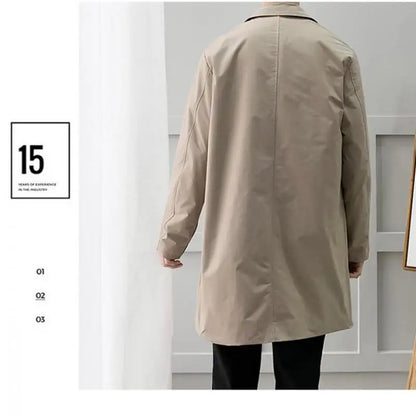 Men's M-5XL Plus Size Trench Coat Loose Fit Long Lapel Single Breasted Windbreaker Jacket Button Overcoat Men Clothing XXXXXL