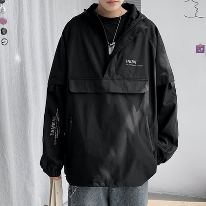 Men Bomber Jacket Mulit Pocket Cargo Jackets Steetwear Spring Hip Hop Windbreaker Coats Korean Fashion Hooded Coat